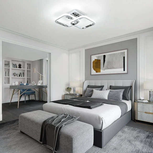 Alt view image 7 of 7 - CANEOE Led Hallway Ceiling Light Fixtures, Square Modern Led Ceiling Lamp, 6000K Chrome Finish Indoor Ceiling Lighting Fixture for Living Room Bedroom Kitchen Bathroom Lights (GDD-SFSL-C-US)