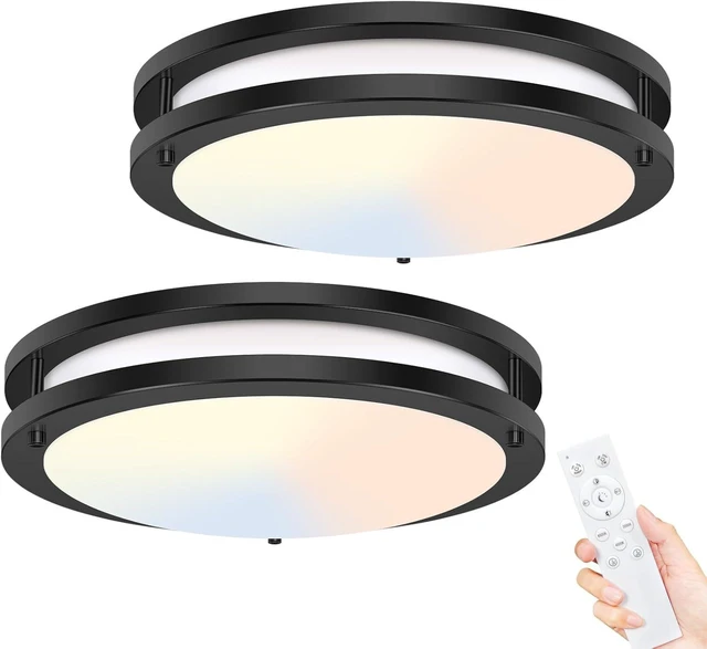 Main image of hepside 2Pack Flush Mount LED Ceiling Light with Remote, Dimmable& 3000K-6500K Adjustable Ceiling Light Fixture, Timer, Night Light, 13 inch Black Ceiling Lamps for Kitchen Bathroom Bedroom Hallway