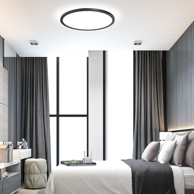 Alt view image 7 of 7 - 8Pack 12 Inch 3200LM Flush Mount LED Ceiling Lights,Black 28W Slim Ceiling Light Fixture Round Day White 6000K Thin Round Flat Ceiling Light 120V Surface LED Ceiling Light 300W Equivalent