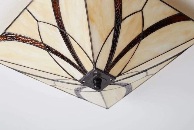 Alt view image 3 of 7 - Tiffany Style Semi Flush Ceiling Light Art Colorful Glass Shade 3 Lights
