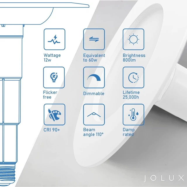 Alt view image 3 of 7 - Jolux 4-Pack 5/6 Inch LED Can Lights Retrofit Recessed Lighting