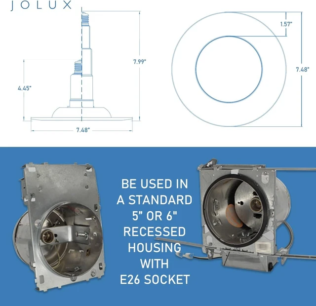 Alt view image 4 of 7 - Jolux 4-Pack 5/6 Inch LED Can Lights Retrofit Recessed Lighting