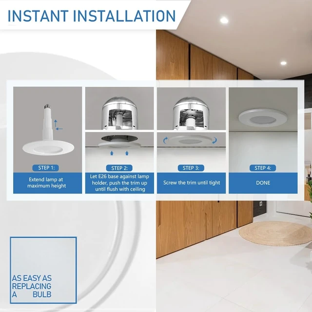 Alt view image 5 of 7 - Jolux 4-Pack 5/6 Inch LED Can Lights Retrofit Recessed Lighting