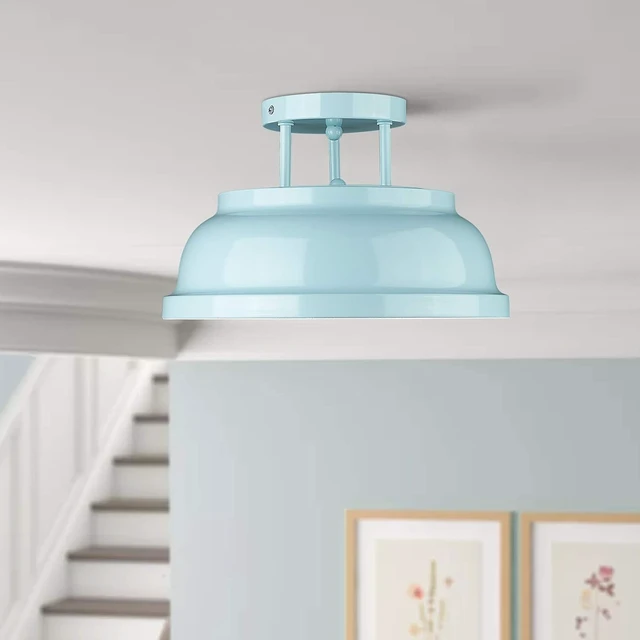 Alt view image 2 of 5 - zeyu Modern Semi Flush Ceiling Light - 2-Light Ceiling Light Fixture for Living Room Bedroom Kitchen Hallway, Blue Finish, ZY29-F SF