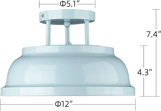Alt view image 5 of 5 - zeyu Modern Semi Flush Ceiling Light - 2-Light Ceiling Light Fixture for Living Room Bedroom Kitchen Hallway, Blue Finish, ZY29-F SF