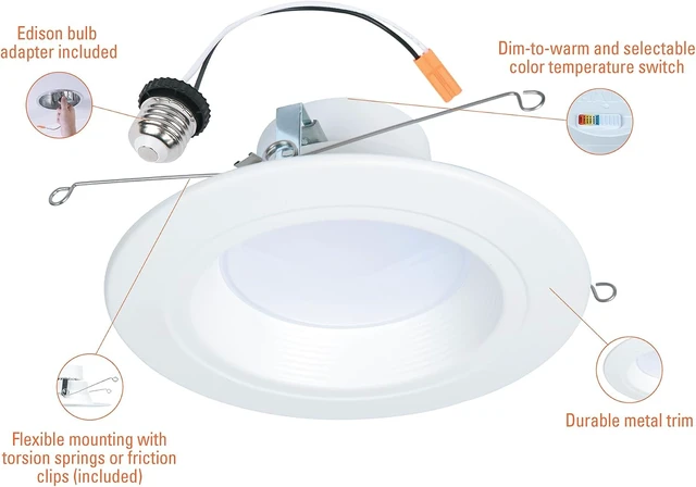 Alt view image 3 of 7 - HALO RL 5/6 inch LED recessed Can Light Trim, 5CCT, dimmable, 600 lm