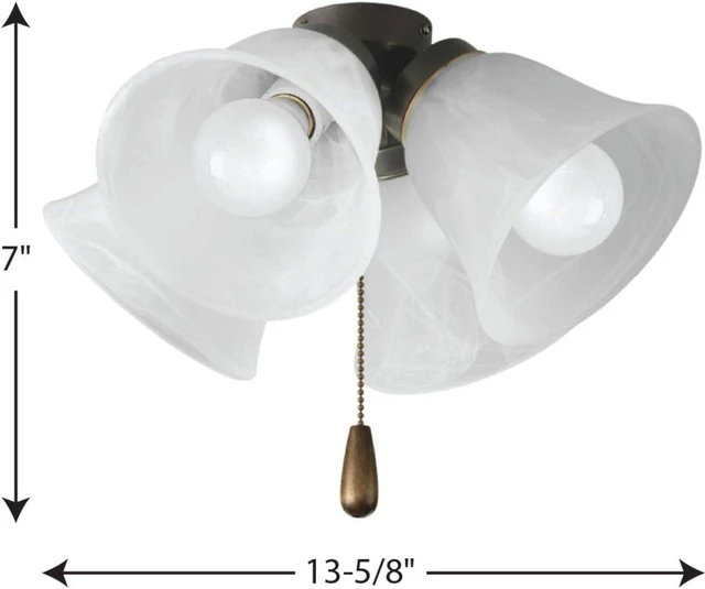 Alt view image 4 of 5 - Progress Lighting AirPro 4-Light Ceiling Fan Light Kit, Antique Bronze