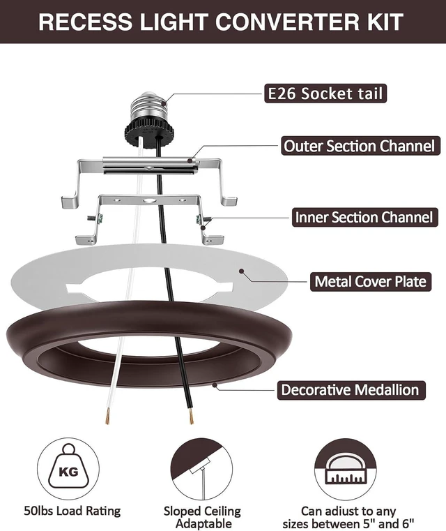 Alt view image 2 of 7 - Luvkczc Recessed Can Light Conversion Kit for 5" and 6" Ceiling Fixtures