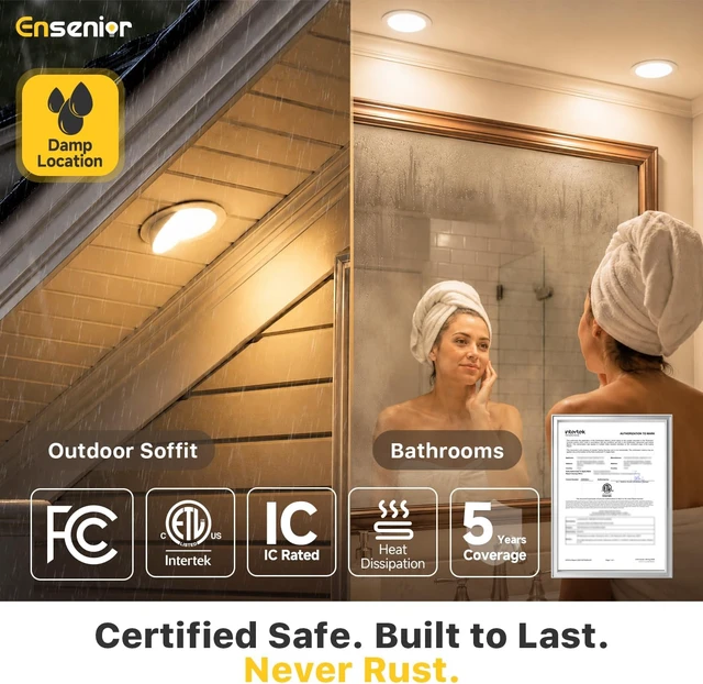 Alt view image 5 of 7 - Ensenior 6 Inch Gimbal LED Recessed Light, 5CCT, 12W, 1200LM, 6 Pack