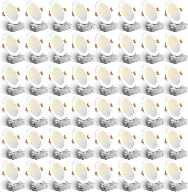 Main image of Amico 48 Pack 6 Inch LED Recessed Lighting, Canless Wafer Downlight, White