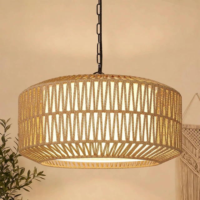 Main image of 19" Rattan Chandelier for Dining Room, Boho Dining Room Light Fixture