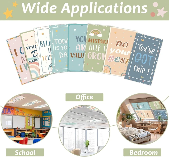 Alt view image 4 of 6 - 8 Pcs Fluorescent Light Covers with 80 Magnets Decorative for Classroom Ceiling Light 4 x 2 Feet Magnetic Lights Covers Filter Easy Install for Office Hospitals & Home Drop Ceiling Supplies (Boho)