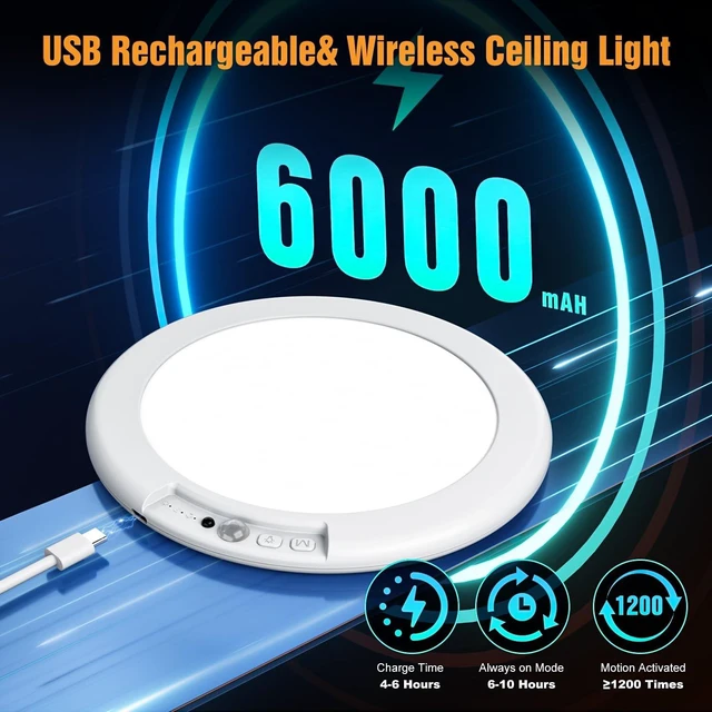 Alt view image 2 of 7 - Rechargeable Motion Sensor Magnetic Ceiling Light with Remote