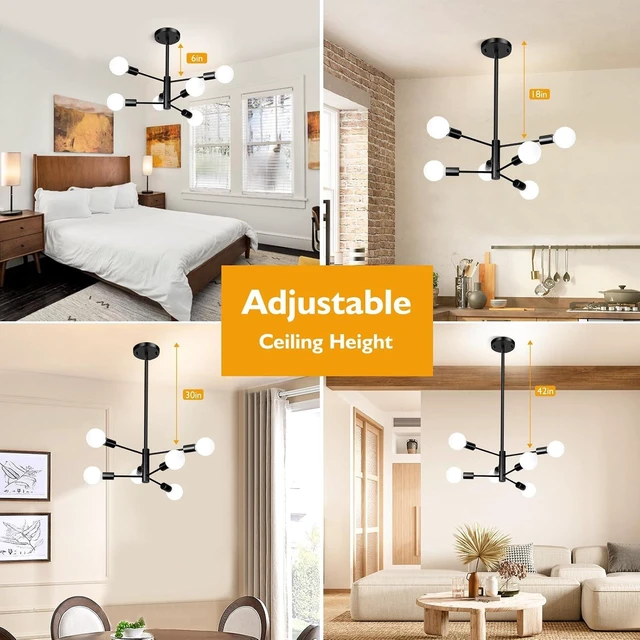 Alt view image 2 of 7 - Sheetea Modern Chandelier, Black Dining Room Light Fixture for Kitchen