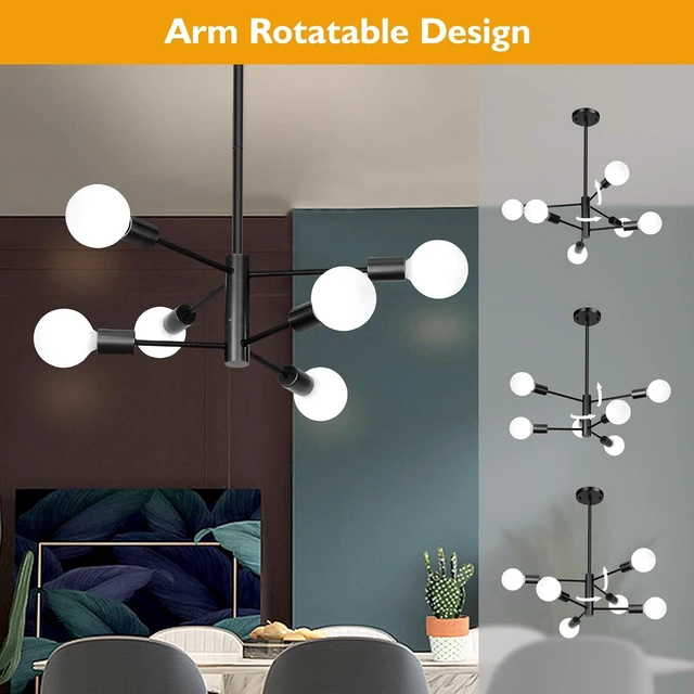 Alt view image 5 of 7 - Sheetea Modern Chandelier, Black Dining Room Light Fixture for Kitchen