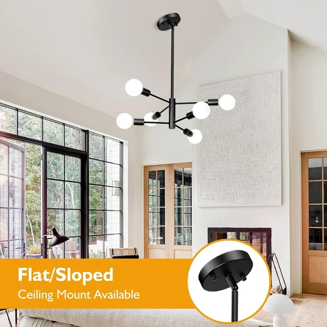 Alt view image 6 of 7 - Sheetea Modern Chandelier, Black Dining Room Light Fixture for Kitchen