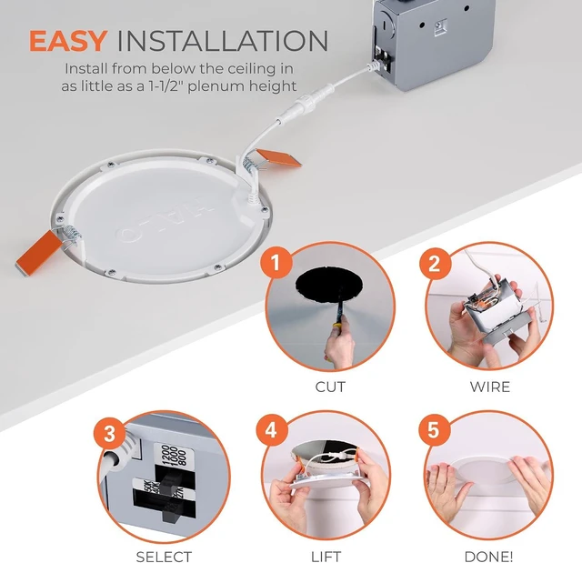 Alt view image 4 of 7 - HALO HLB Canless LED Recessed Lighting 6 inch 5CCT Lumen Select 4PK