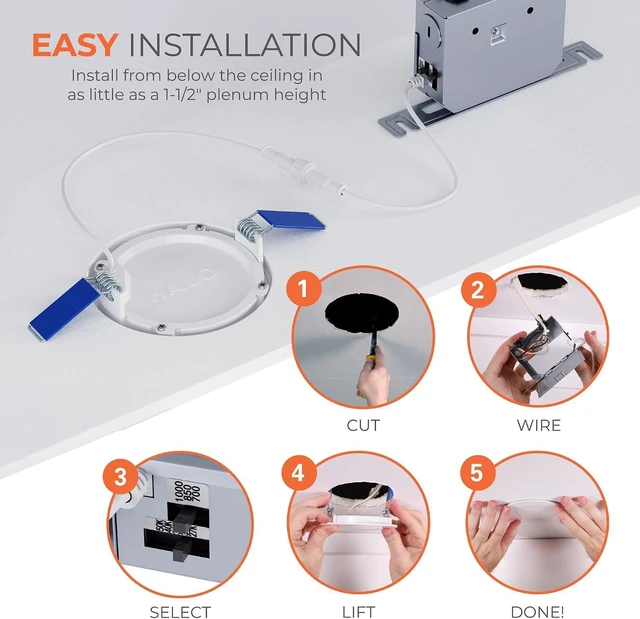 Alt view image 4 of 7 - HALO HLB Canless LED Recessed Lighting 4 inch 5CCT Lumen Select 4PK