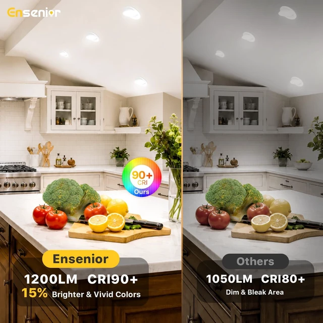Alt view image 4 of 7 - Ensenior 6 Inch Gimbal LED Recessed Light, 5CCT, 12W, 1200LM, 6 Pack