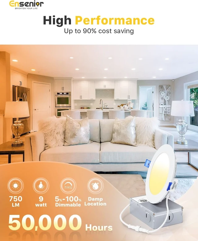 Alt view image 2 of 7 - Ensenior 20 Pack 4 Inch LED Recessed Light, 5CCT Dimmable Canless Wafer