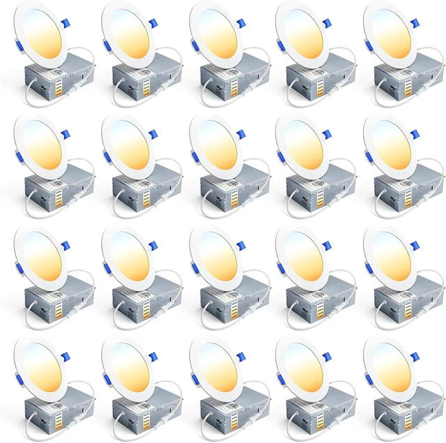 Main image of Ensenior 20 Pack 4 Inch LED Recessed Light, 5CCT Dimmable Canless Wafer
