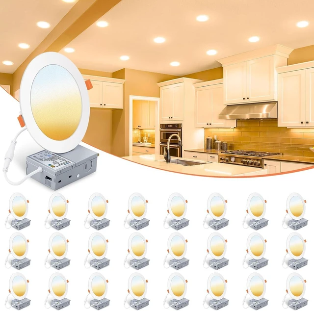 Main image of VOLISUN 24 Pack 6 inch Recessed Lighting, 5CCT, 1080Lumen, Ultra-Thin