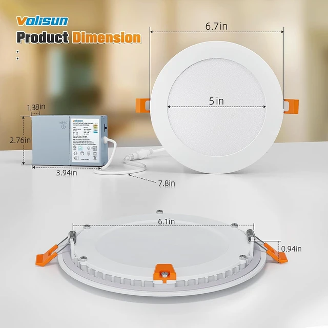 Alt view image 4 of 7 - VOLISUN 24 Pack 6 inch Recessed Lighting, 5CCT, 1080Lumen, Ultra-Thin
