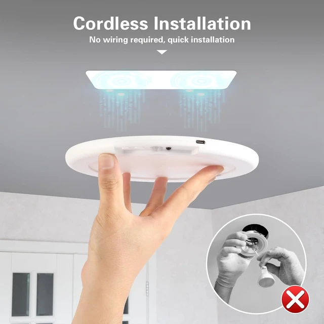 Alt view image 4 of 7 - 2 Pack Motion Sensor Ceiling Light Battery Operated with Remote 3CCT