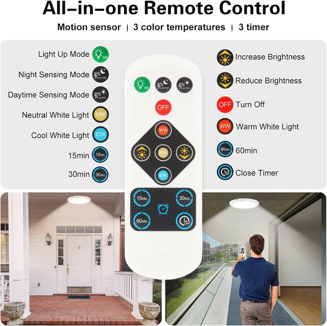 Alt view image 7 of 7 - 2 Pack Motion Sensor Ceiling Light Battery Operated with Remote 3CCT