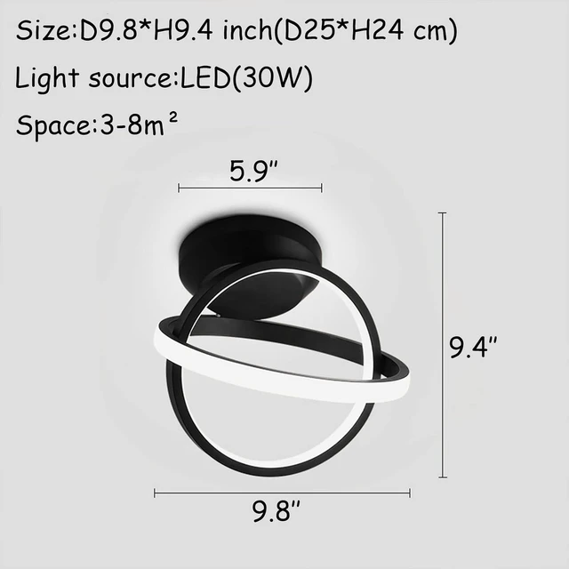 Alt view image 6 of 6 - CANEOE Black Led Ceiling Light, 6000K Lighting Fixtures, Metal Creative Design Lamp for Living Room Bedroom Corridor Aisle Hallway (Cool White), CL-JCYXBK-US