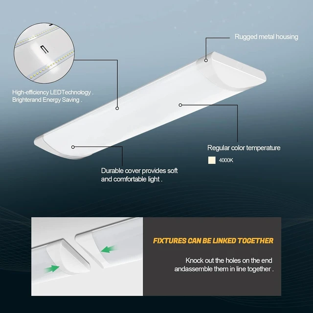 Alt view image 5 of 7 - ANTLUX 2FT LED Kitchen Puff Ceiling Light Fixture 20W 4000K, 2 Pack