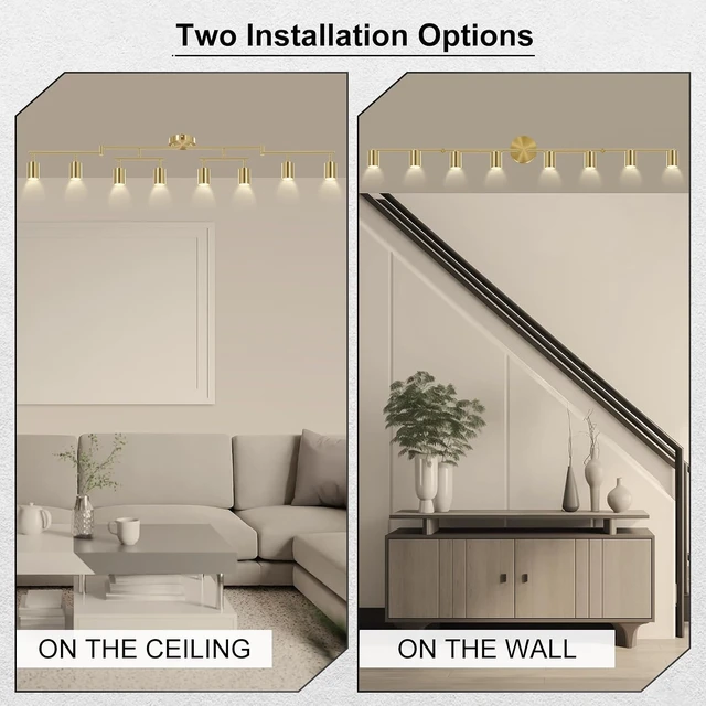 Alt view image 6 of 7 - AUQUEE 8 Light Track Lighting Fixtures Ceiling, Gold Kichen Track Lighting Fixtures, Rotatable Light Heads, Adjustable Modern LED Track Lights for Kitchen/Hallway, No GU10 Bulb