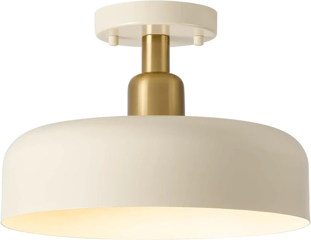 Main image of Semi Flush Mount Ceiling Light Fixture, Brass Accent, 12.6" Metal Shade