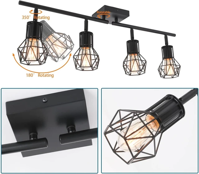 Alt view image 3 of 7 - Track Lighting Fixtures CeilingIndustrial Black Kitchen Track Lighting for Kitchen, Living Room, Dining Room, HallwayE26