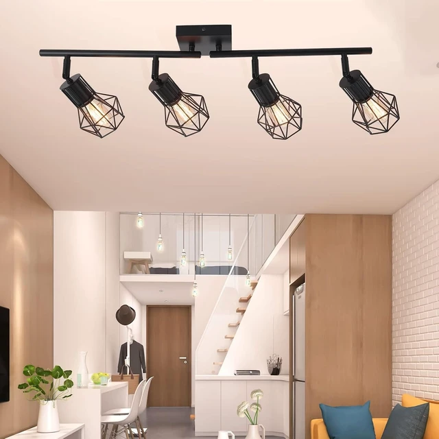 Alt view image 5 of 7 - Track Lighting Fixtures CeilingIndustrial Black Kitchen Track Lighting for Kitchen, Living Room, Dining Room, HallwayE26
