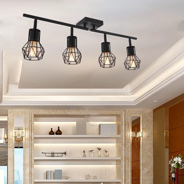 Alt view image 6 of 7 - Track Lighting Fixtures CeilingIndustrial Black Kitchen Track Lighting for Kitchen, Living Room, Dining Room, HallwayE26