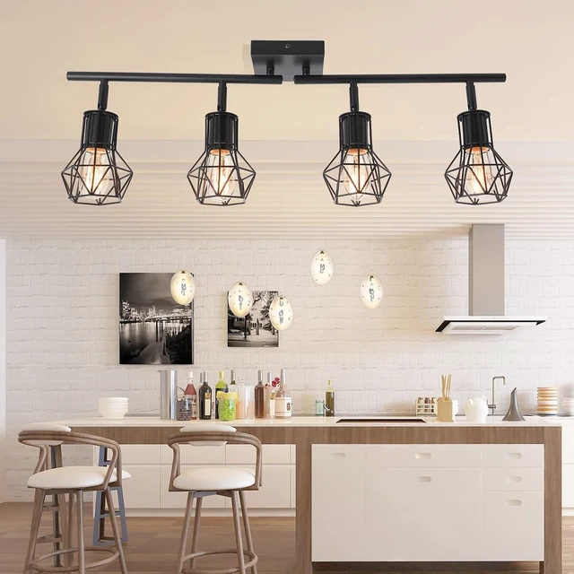 Alt view image 7 of 7 - Track Lighting Fixtures CeilingIndustrial Black Kitchen Track Lighting for Kitchen, Living Room, Dining Room, HallwayE26