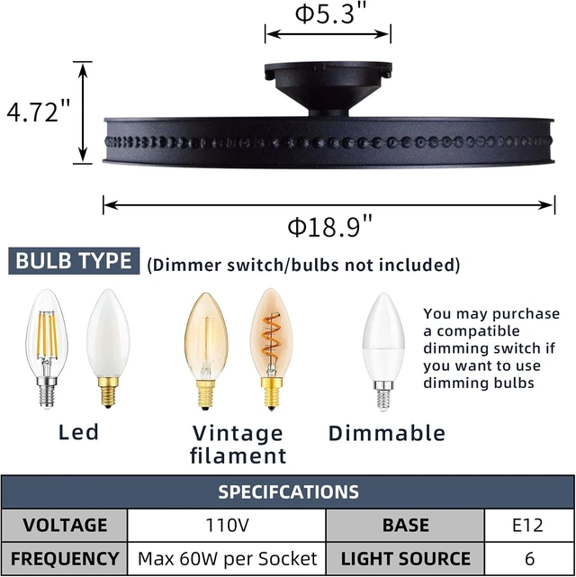 Alt view image 4 of 7 - 6-Lights Farmhouse Kitchen Light Fixtures Rustic Ceiling Light