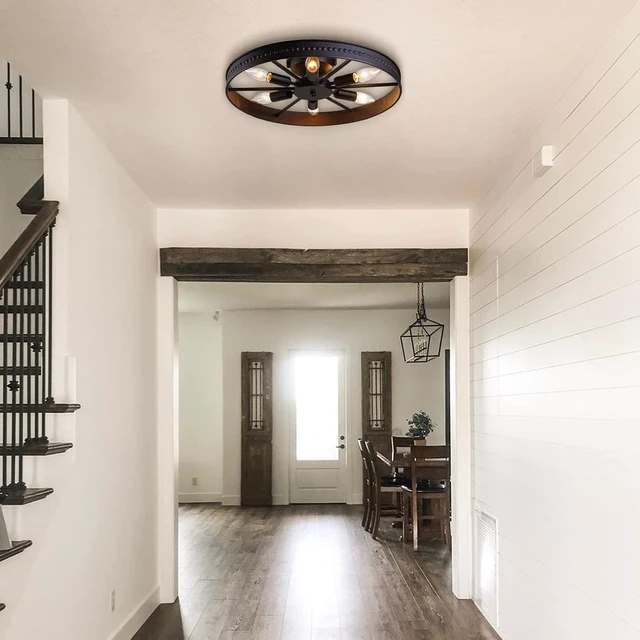 Alt view image 3 of 7 - 6-Lights Farmhouse Kitchen Light Fixtures Rustic Ceiling Light