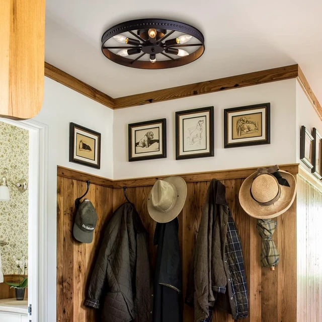 Alt view image 5 of 7 - 6-Lights Farmhouse Kitchen Light Fixtures Rustic Ceiling Light