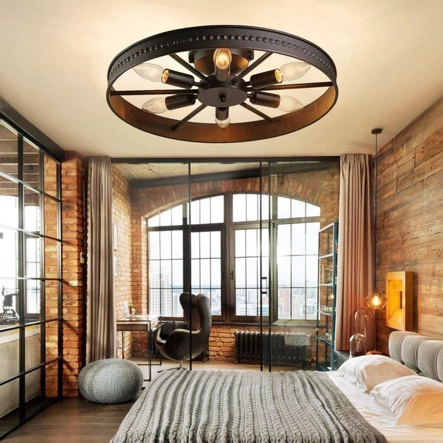 Alt view image 7 of 7 - 6-Lights Farmhouse Kitchen Light Fixtures Rustic Ceiling Light