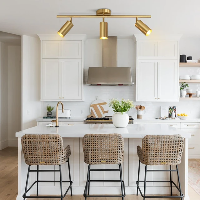Alt view image 5 of 7 - BOKT Gold 3-Lights Track Lighting Brushed Brass Ceiling Spotlight Light