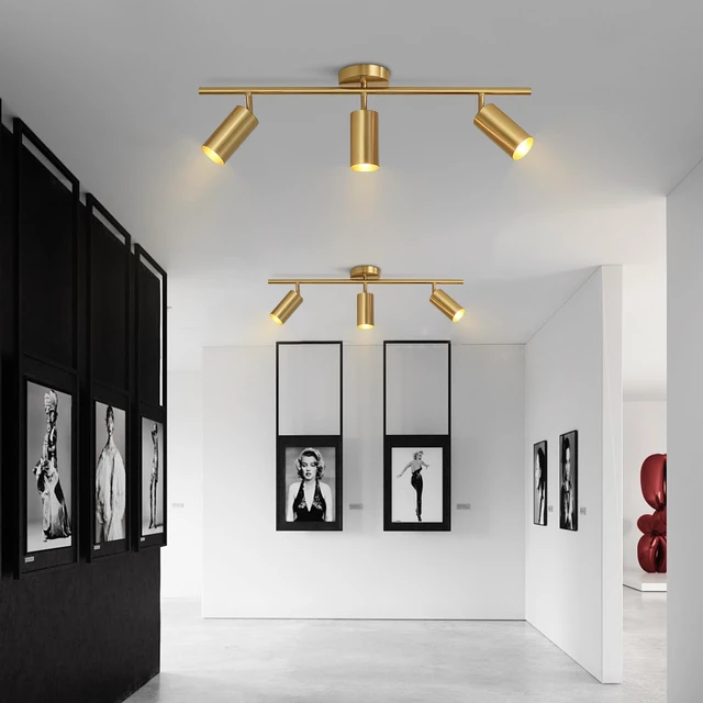 Alt view image 6 of 7 - BOKT Gold 3-Lights Track Lighting Brushed Brass Ceiling Spotlight Light