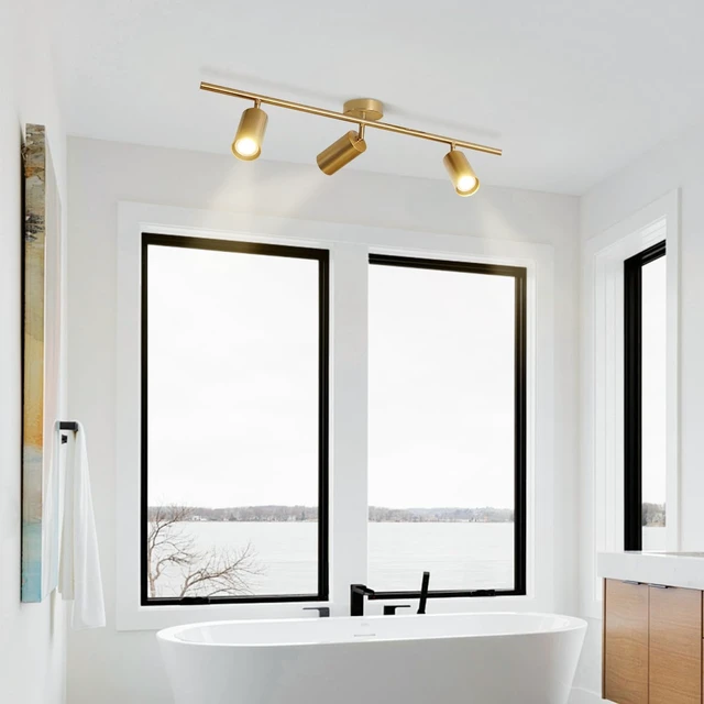 Alt view image 7 of 7 - BOKT Gold 3-Lights Track Lighting Brushed Brass Ceiling Spotlight Light
