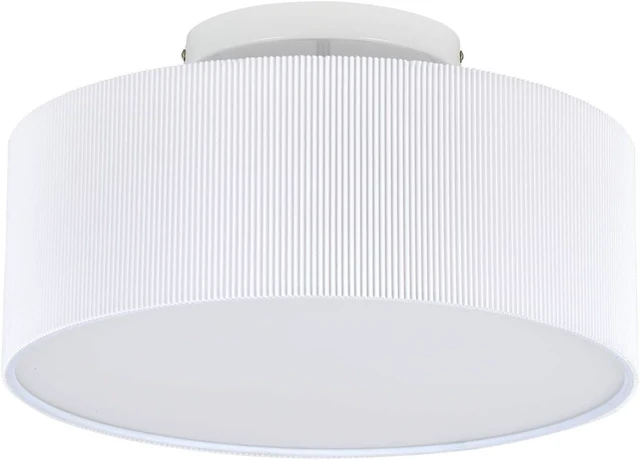 Alt view image 2 of 7 - SomSom Ceiling Light, 15'' Modern Stripe Fabric Pendant Light Shade Flush Mount, Large Drum Lampshade, Lamps for bedrooms, Flush Chrome Matt, 3 Bulbs