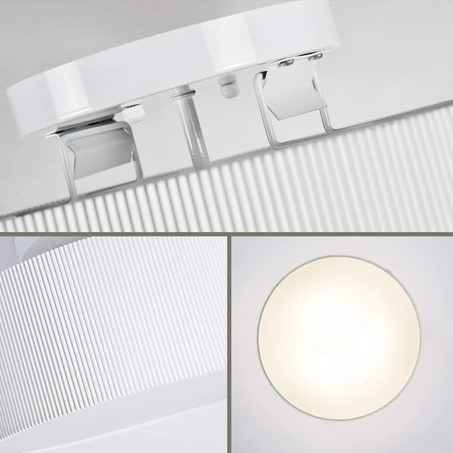 Alt view image 4 of 7 - SomSom Ceiling Light, 15'' Modern Stripe Fabric Pendant Light Shade Flush Mount, Large Drum Lampshade, Lamps for bedrooms, Flush Chrome Matt, 3 Bulbs