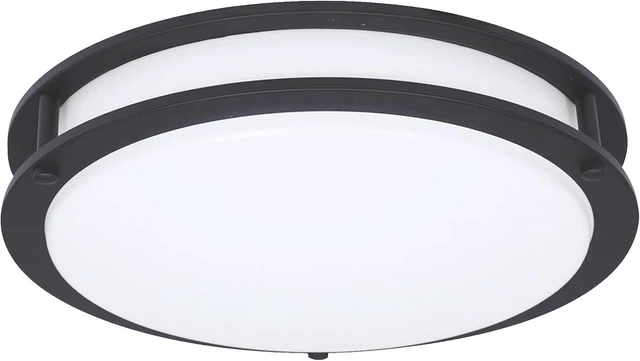 Main image of Designers Fountain Flush Mount Ceiling Light, 10 Inch Round LED DC Lighting Fixture Kitchen, Bedroom, Bathroom, and Hallway, Dimmable, 1150 Lumens, 3000K/4000K/5000K, Matte Black, EV1410C3C-43