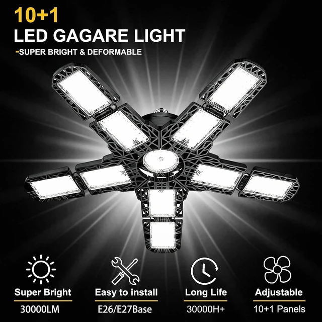 Alt view image 2 of 5 - 2 Pack 300W LED Garage Lights, 30,000LM 6500K Super Bright LED Shop Light