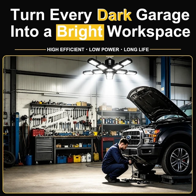 Alt view image 3 of 5 - 2 Pack 300W LED Garage Lights, 30,000LM 6500K Super Bright LED Shop Light