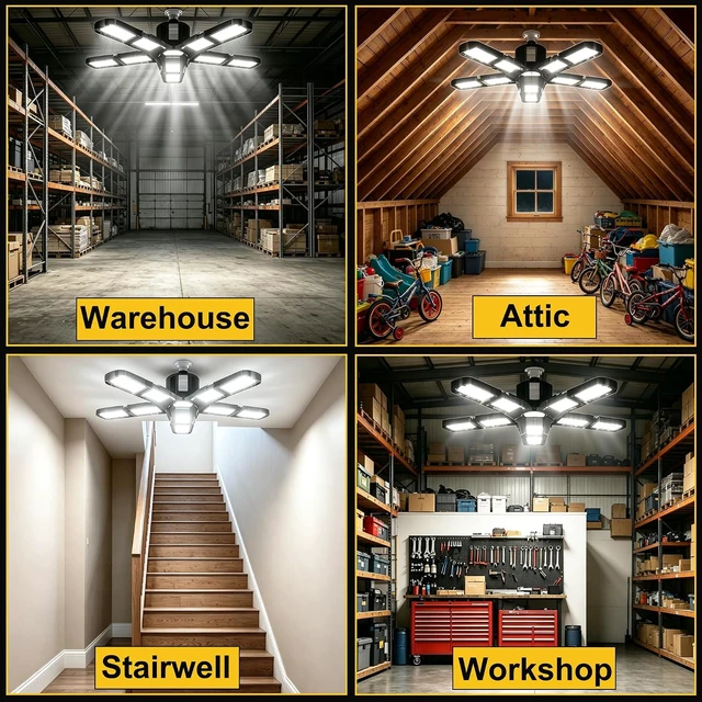 Alt view image 5 of 5 - 2 Pack 300W LED Garage Lights, 30,000LM 6500K Super Bright LED Shop Light